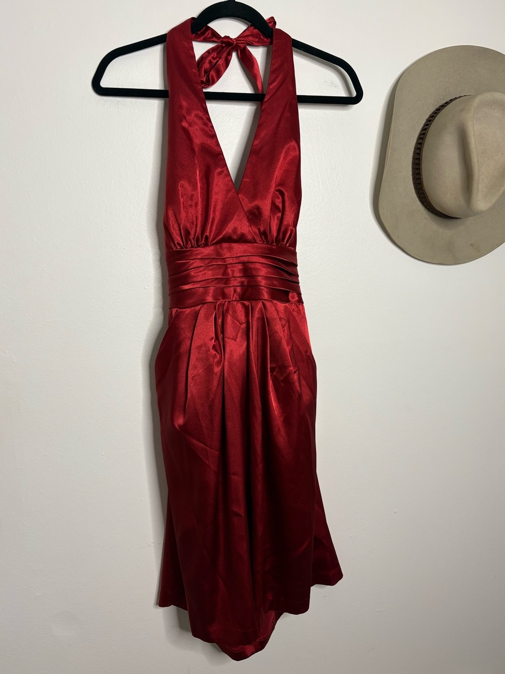 Vintage Red One-Shoulder Satin Cocktail Dress
